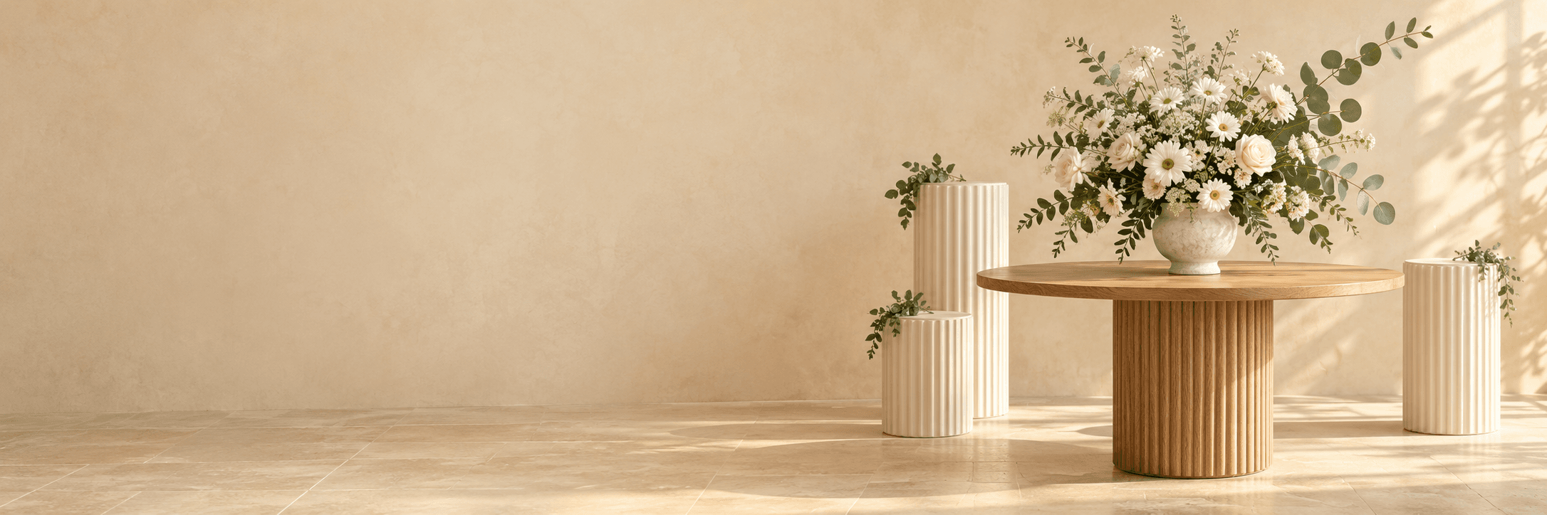Mesa e flores para eventos